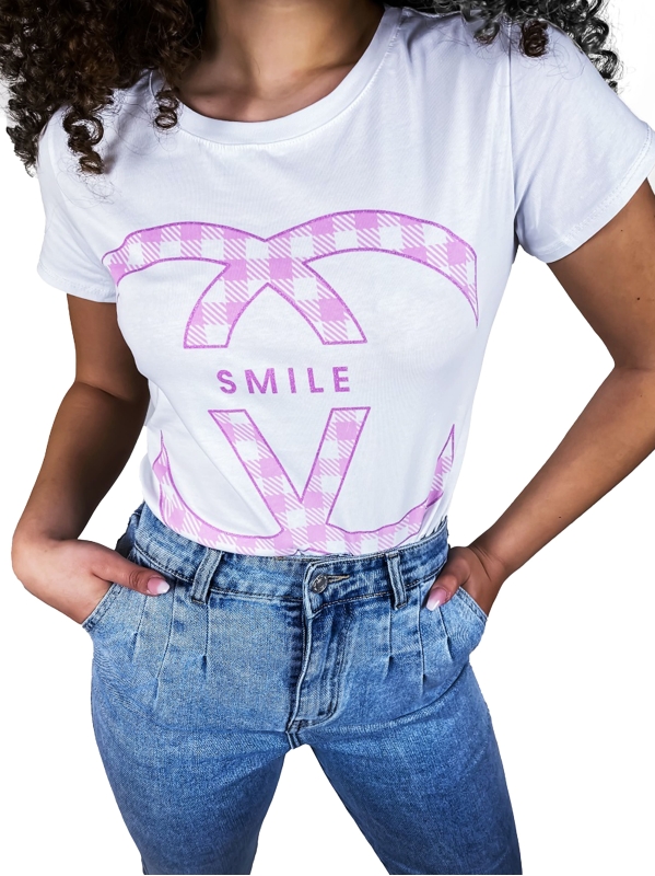 T-Shirt Smile - Rosa