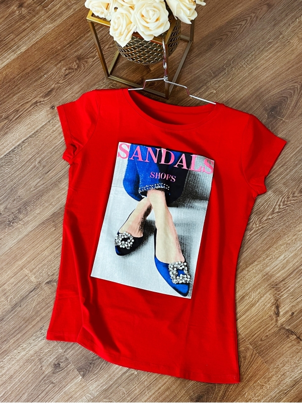 T-Shirt Sandals - Rosso